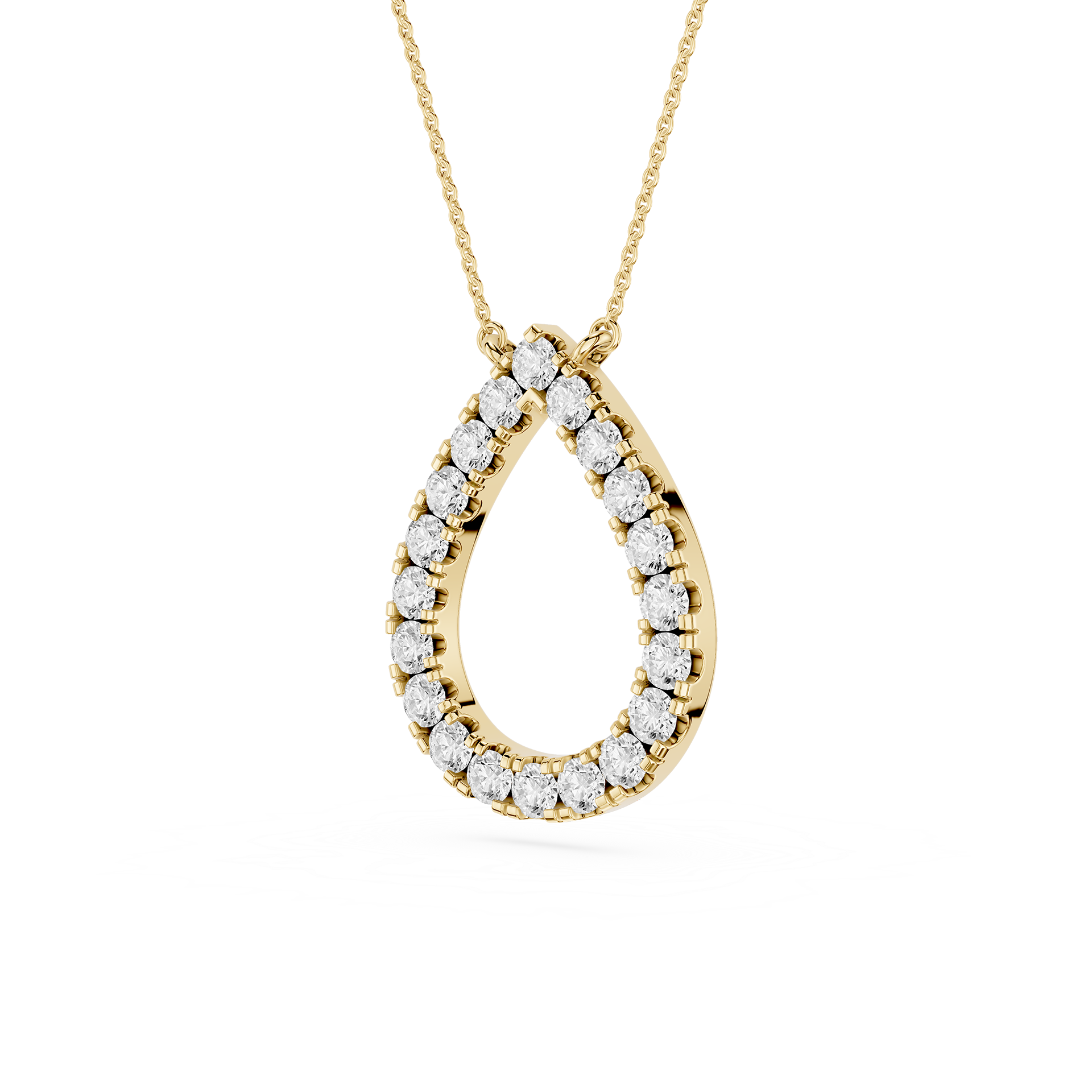 Round Lab Grown Diamond Open Teardrop Pendant Necklace