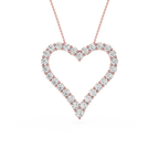 Round Lab Grown Diamond Open Heart Pendant Necklace