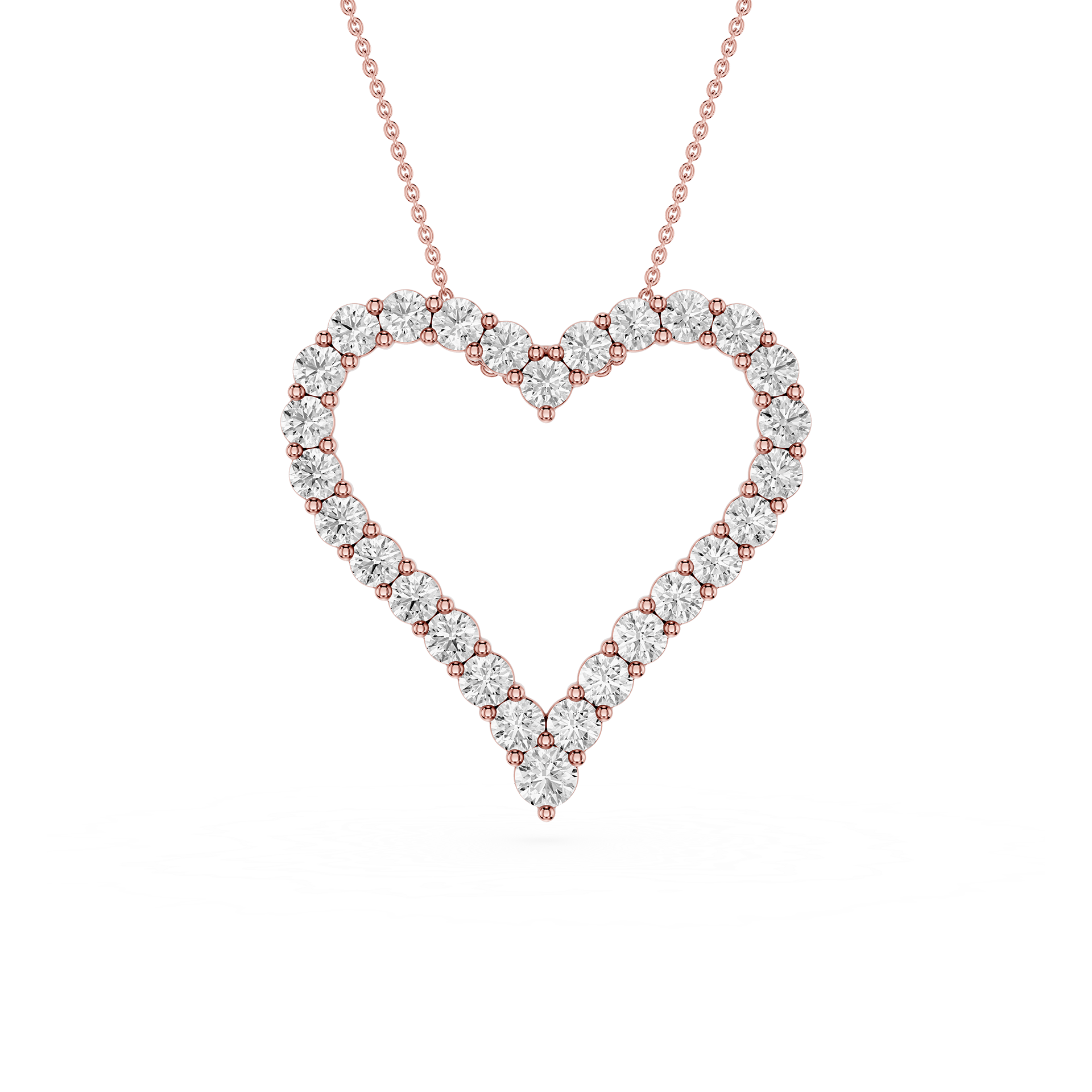 Round Lab Grown Diamond Open Heart Pendant Necklace