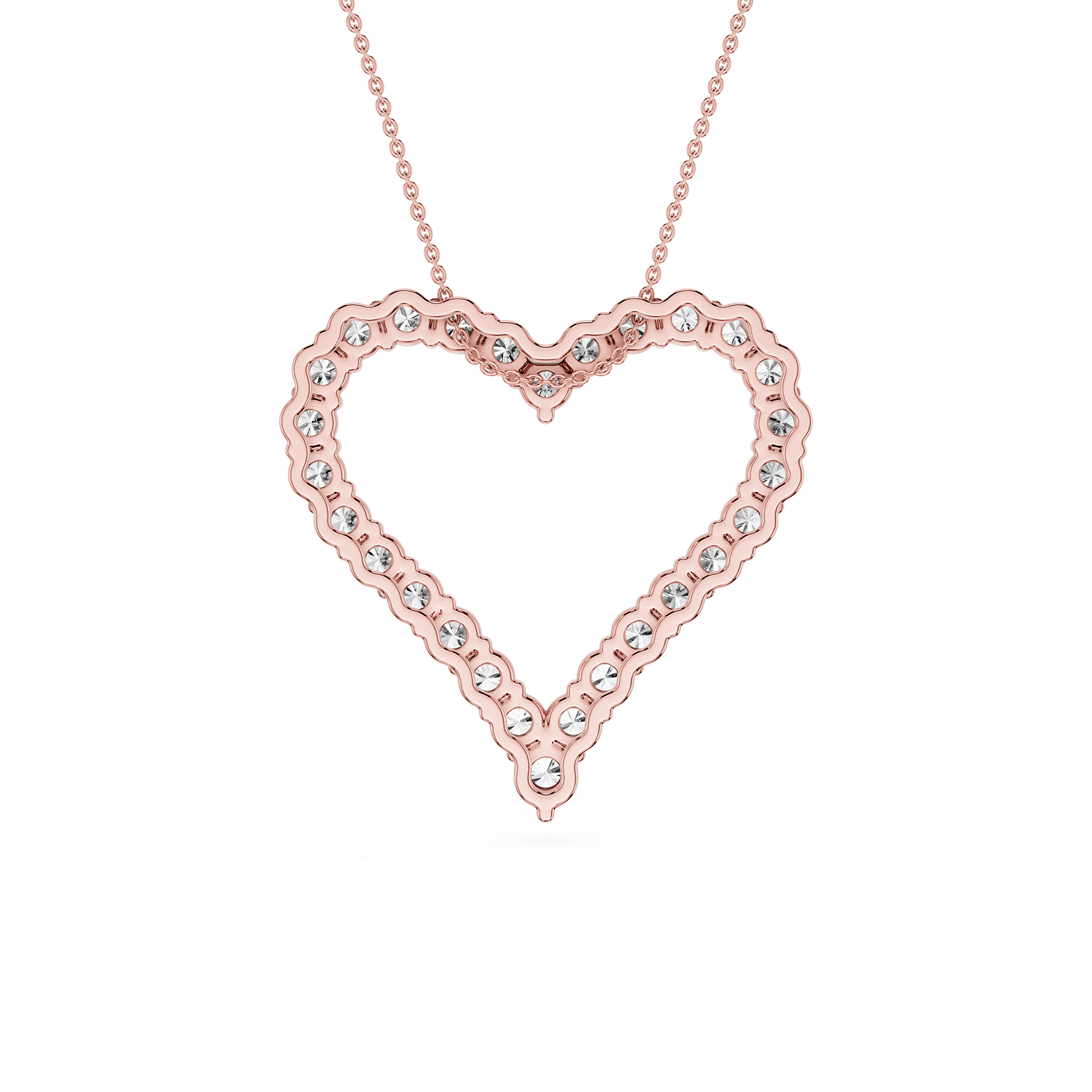 Round Lab Grown Diamond Open Heart Pendant Necklace