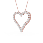 Round Lab Grown Diamond Open Heart Pendant Necklace