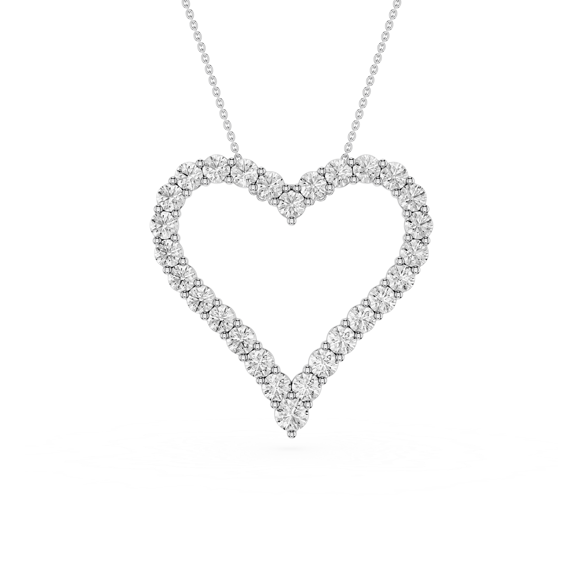 Round Lab Grown Diamond Open Heart Pendant Necklace