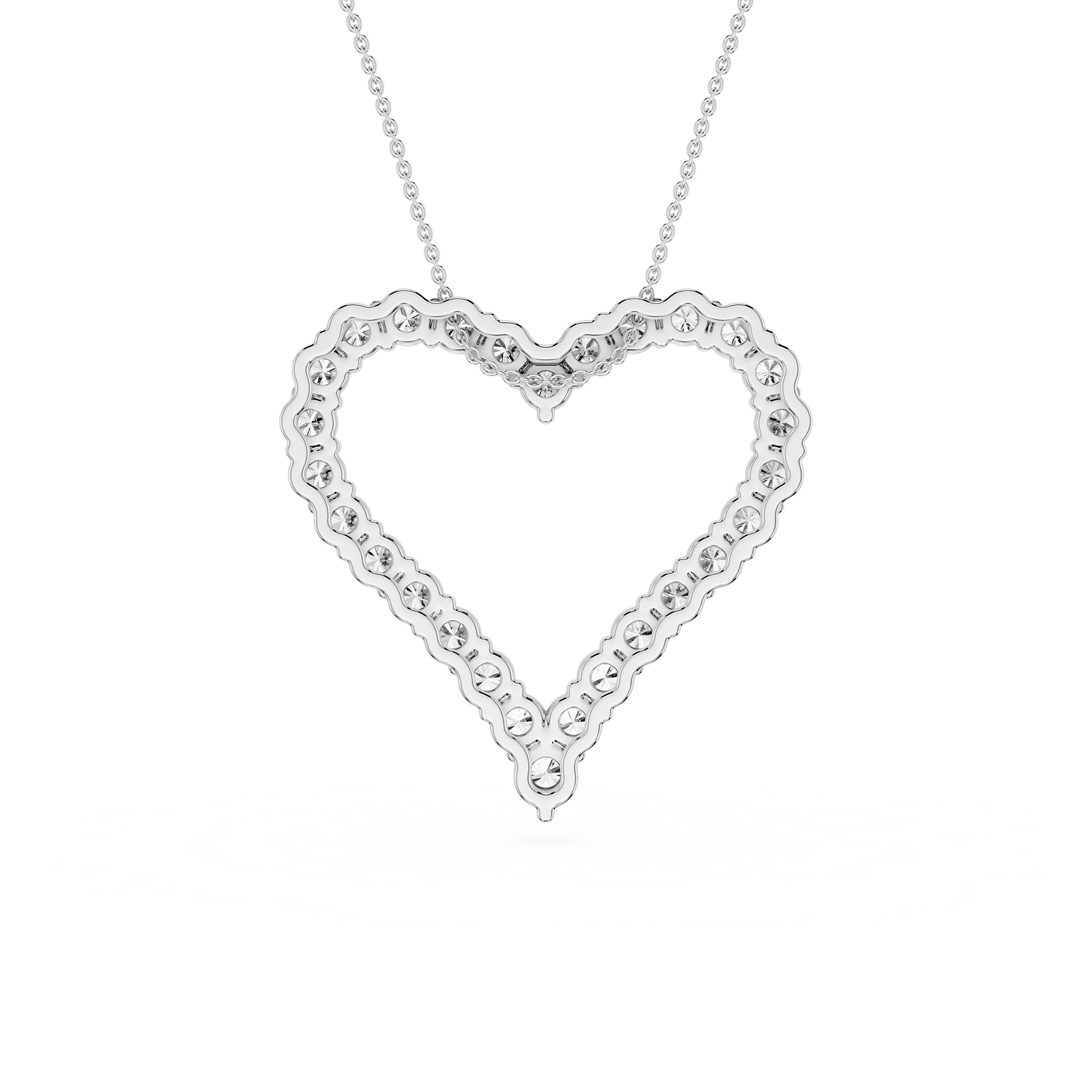 Round Lab Grown Diamond Open Heart Pendant Necklace