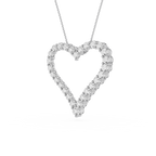 Round Lab Grown Diamond Open Heart Pendant Necklace