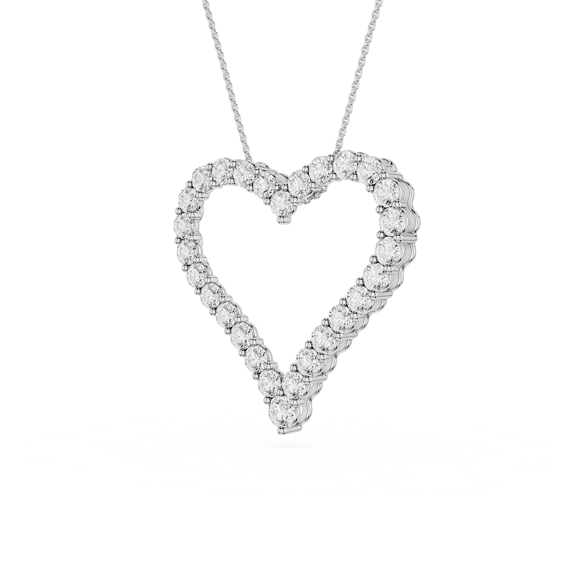 Round Lab Grown Diamond Open Heart Pendant Necklace