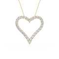 Heart-shaped diamond necklace on a white background