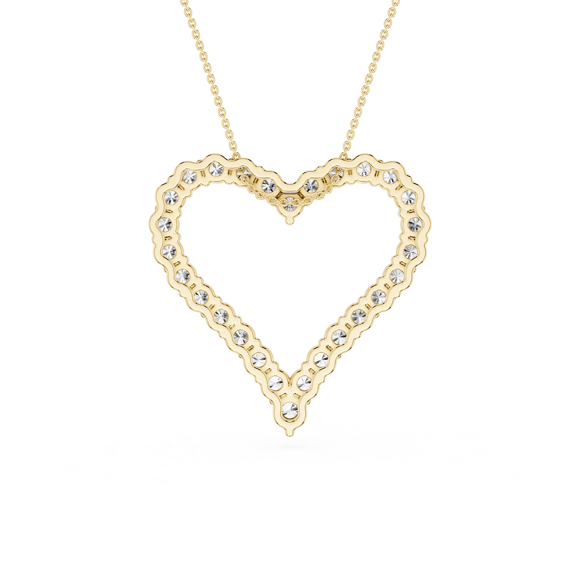 Round Lab Grown Diamond Open Heart Pendant Necklace