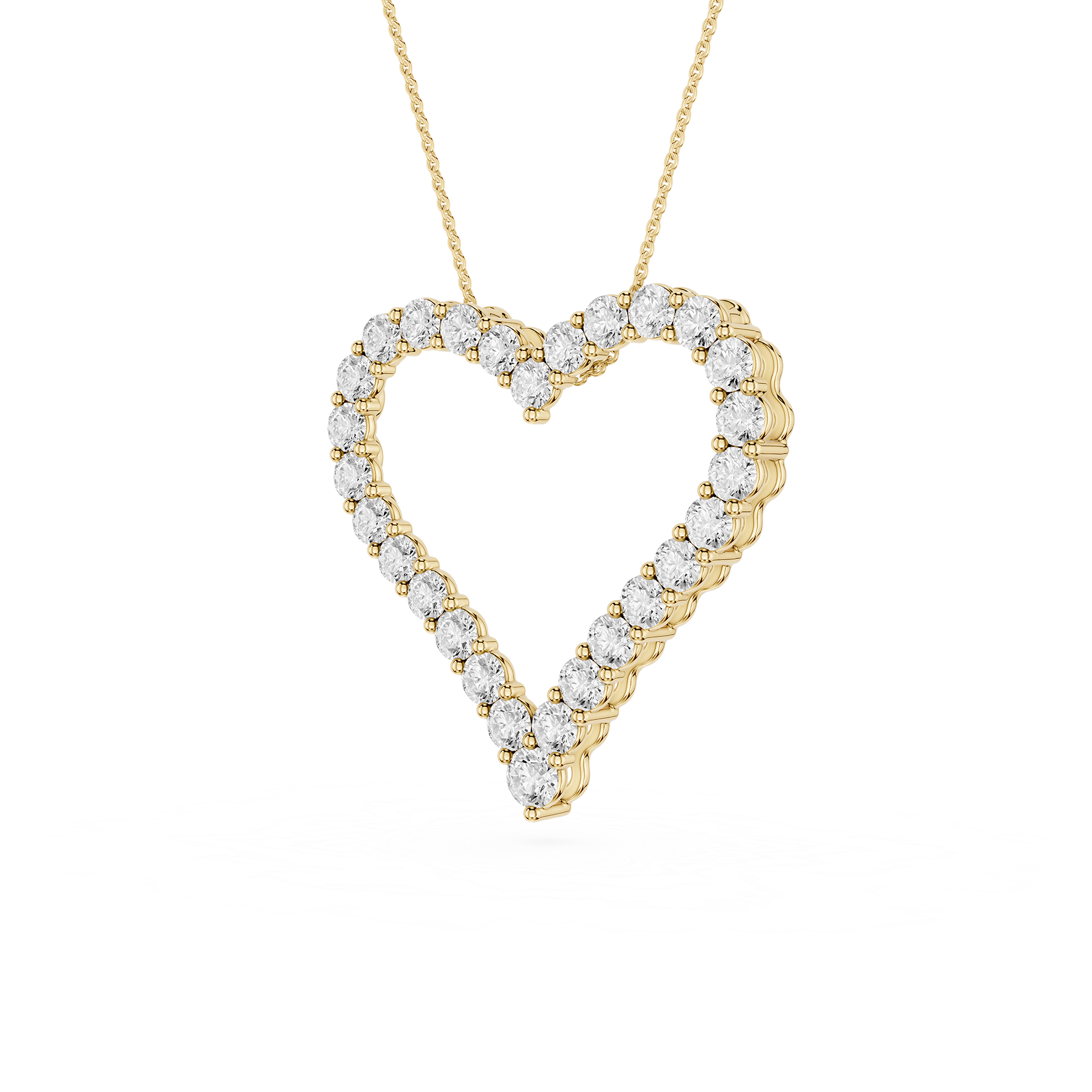 Round Lab Grown Diamond Open Heart Pendant Necklace
