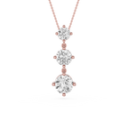 Three Stone Lab Grown Diamond Drop Pendant Necklace