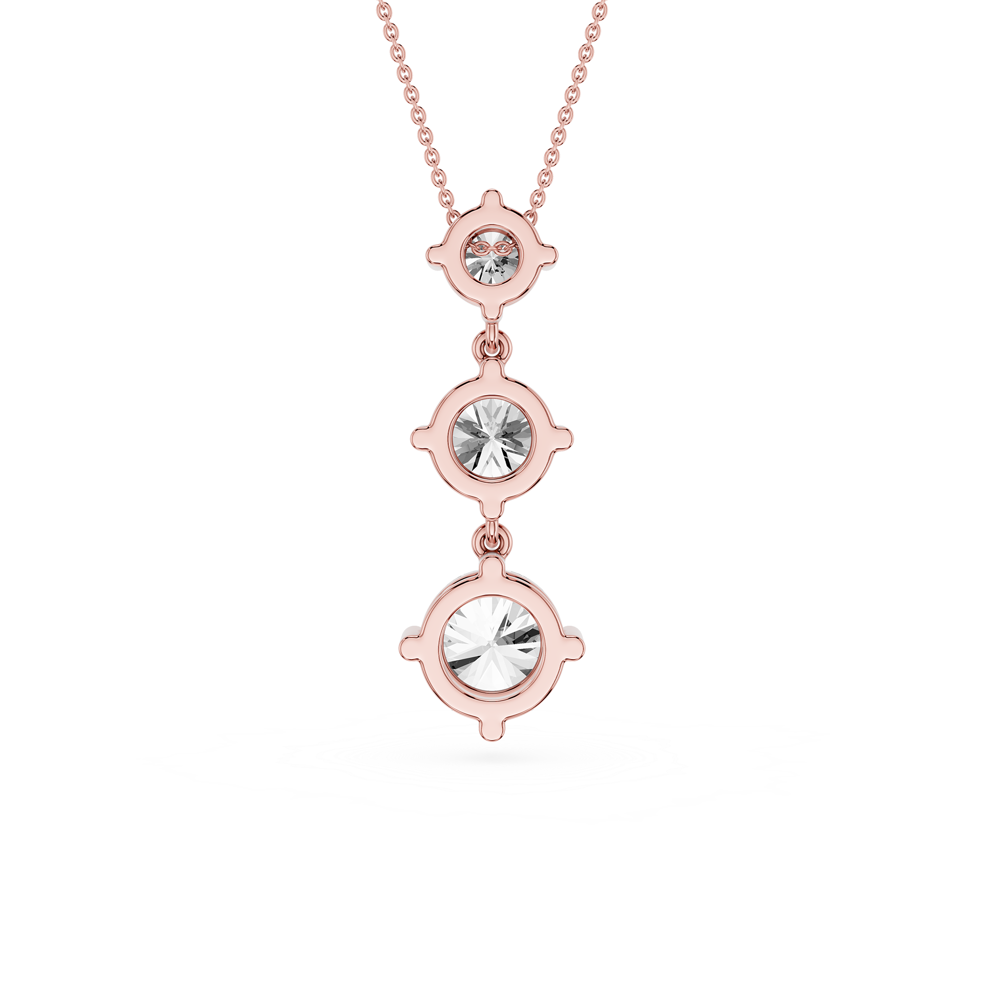 Three Stone Lab Grown Diamond Drop Pendant Necklace