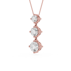 Three Stone Lab Grown Diamond Drop Pendant Necklace