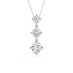 Three Stone Lab Grown Diamond Drop Pendant Necklace