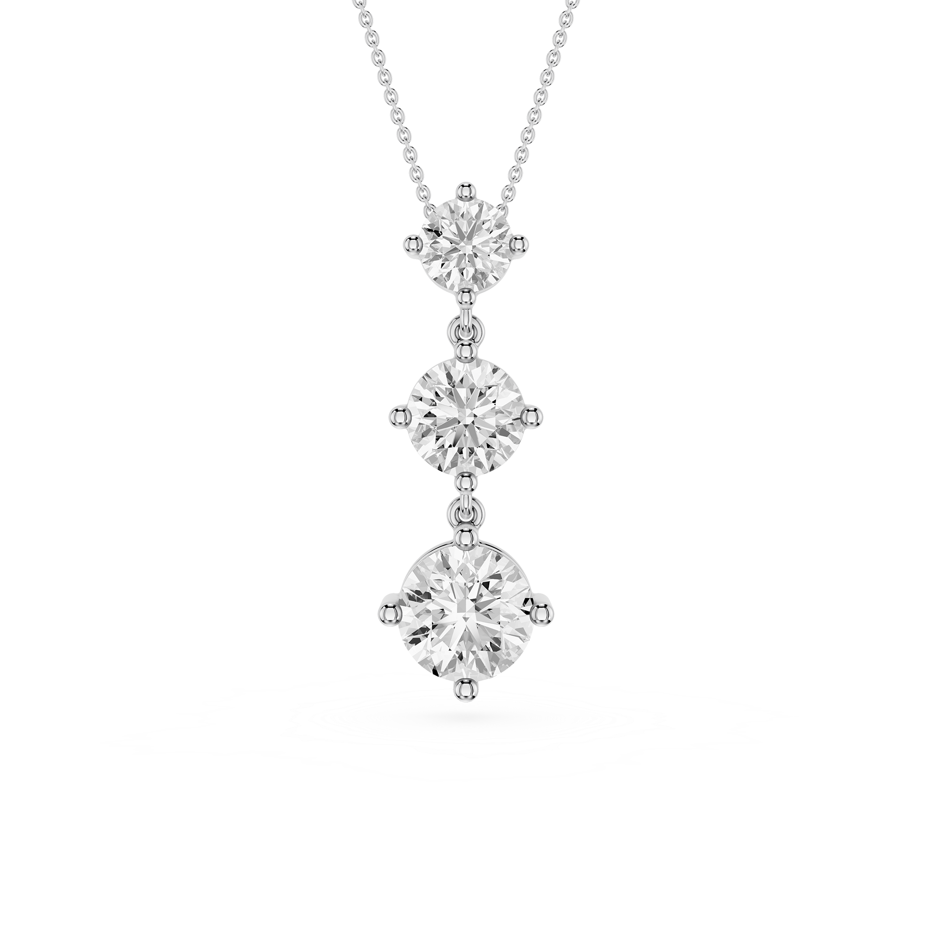 Three Stone Lab Grown Diamond Drop Pendant Necklace