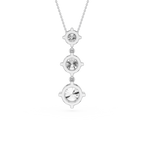Three Stone Lab Grown Diamond Drop Pendant Necklace