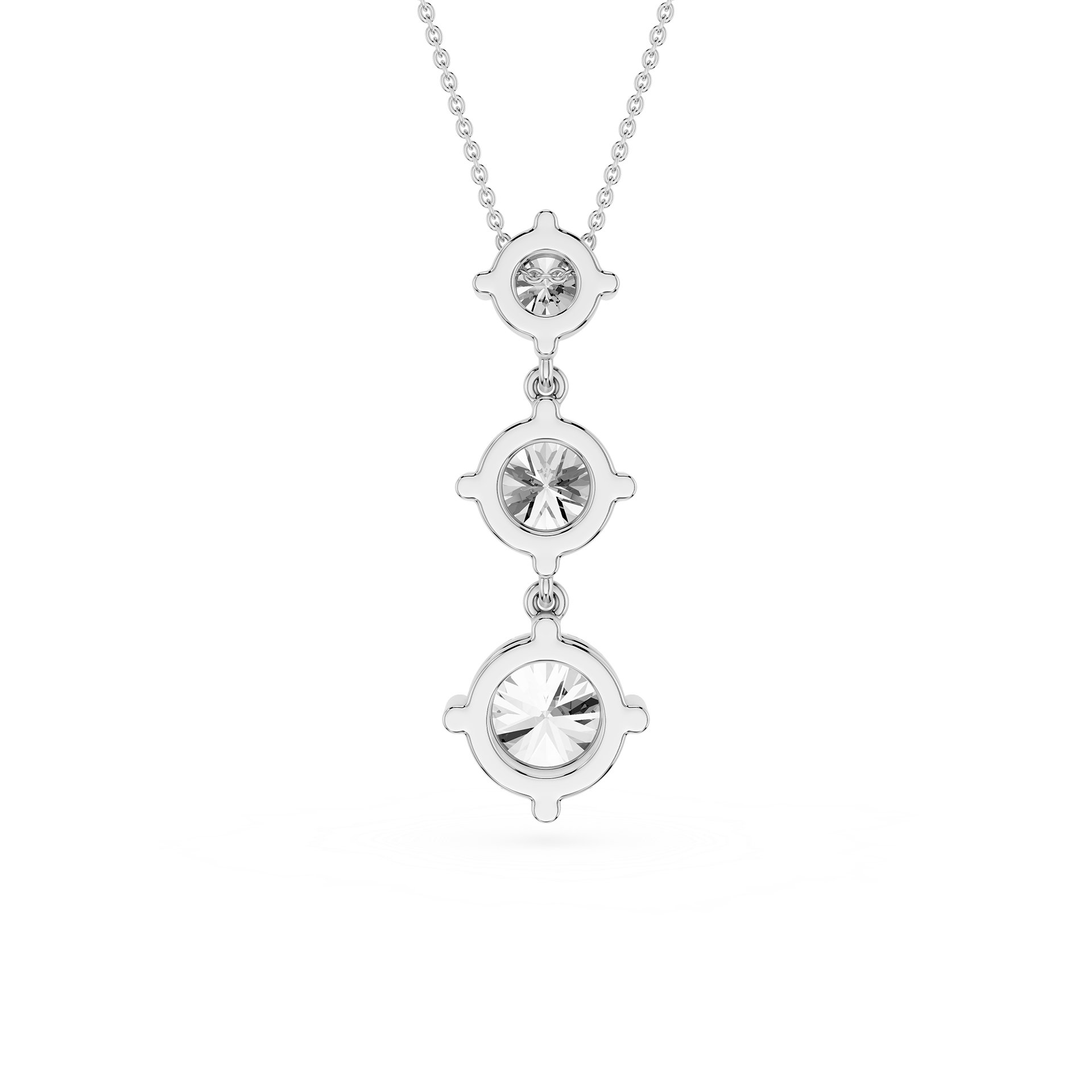 Three Stone Lab Grown Diamond Drop Pendant Necklace
