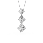 Three Stone Lab Grown Diamond Drop Pendant Necklace