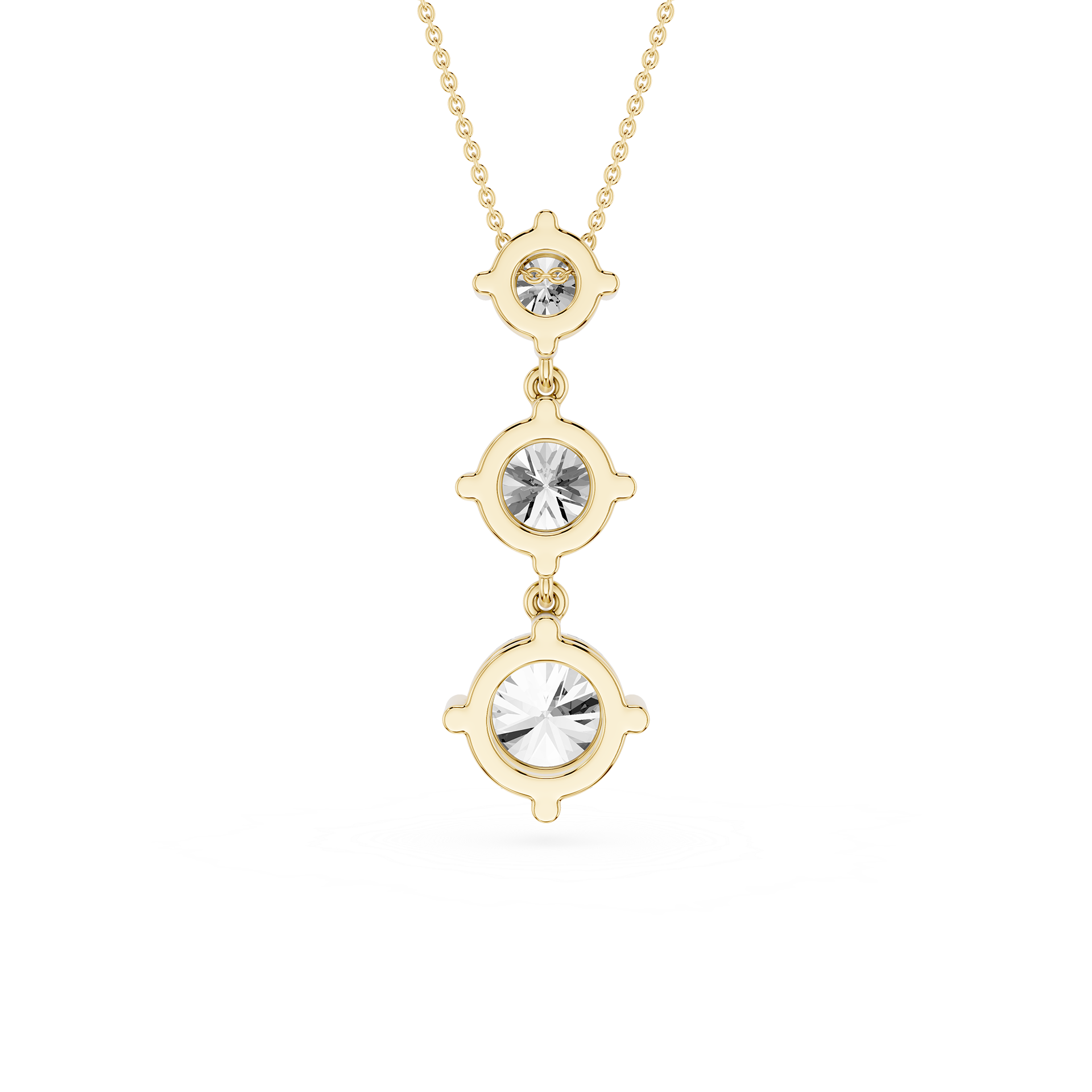 Three Stone Lab Grown Diamond Drop Pendant Necklace