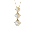 Three Stone Lab Grown Diamond Drop Pendant Necklace