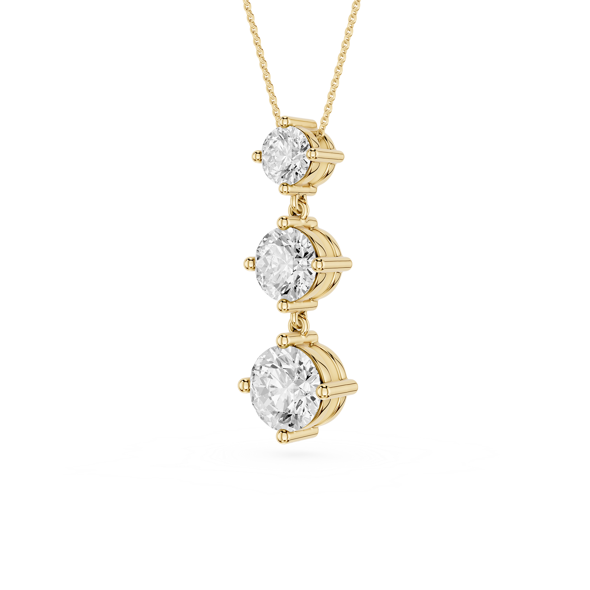 Three Stone Lab Grown Diamond Drop Pendant Necklace