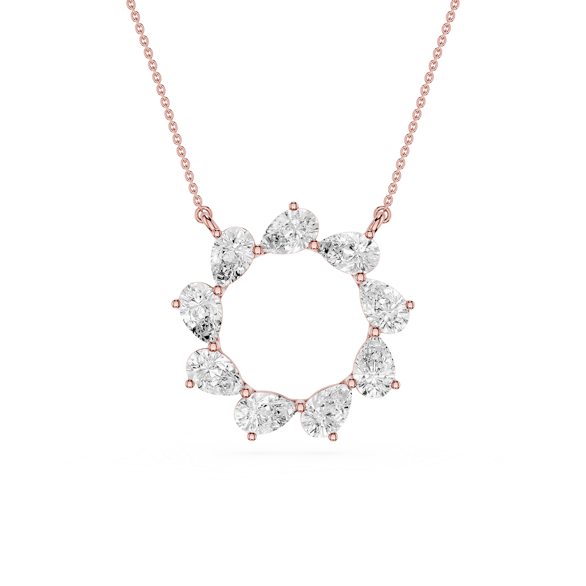 Pear Lab Grown Diamond Open Circle Pendant Necklace