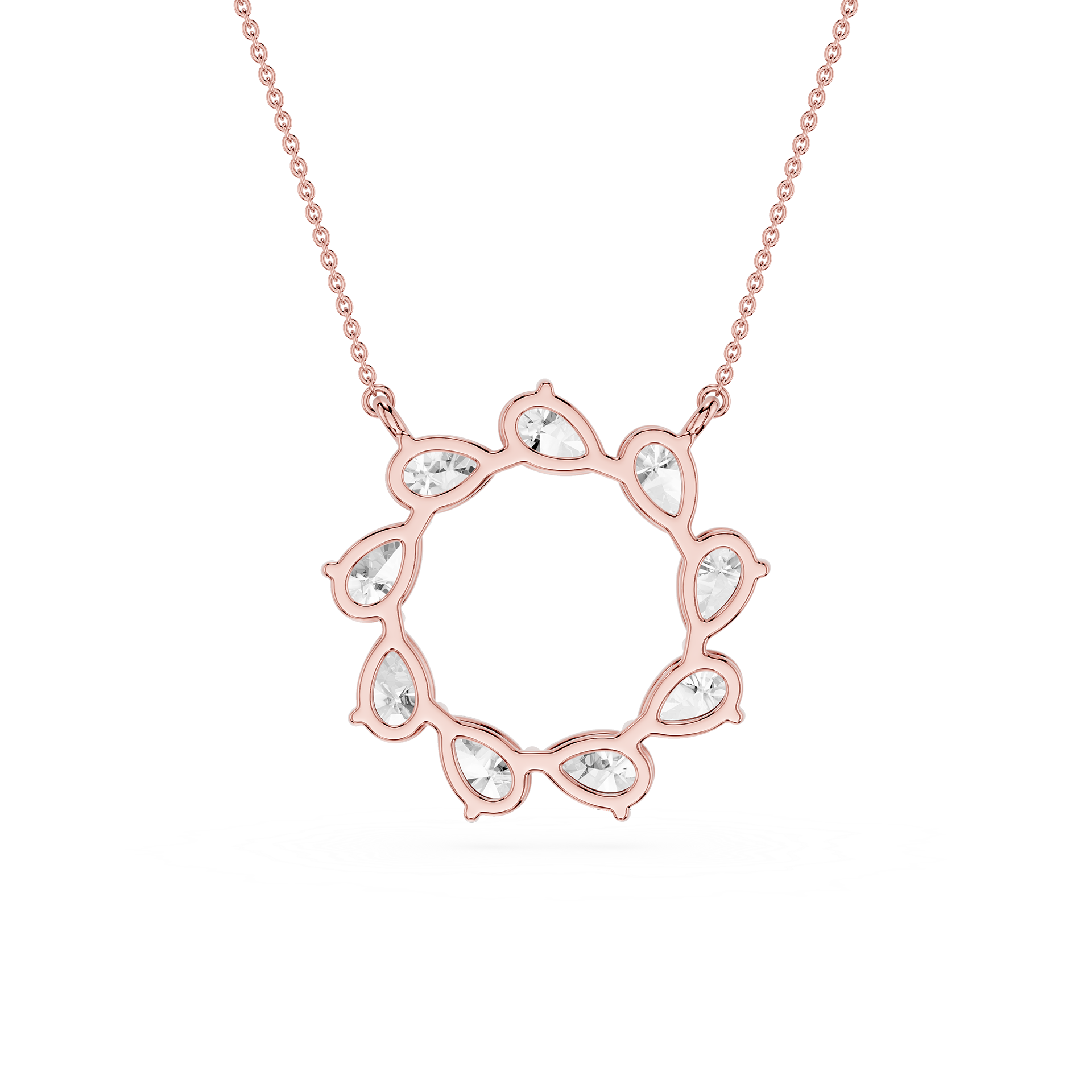 Pear Lab Grown Diamond Open Circle Pendant Necklace
