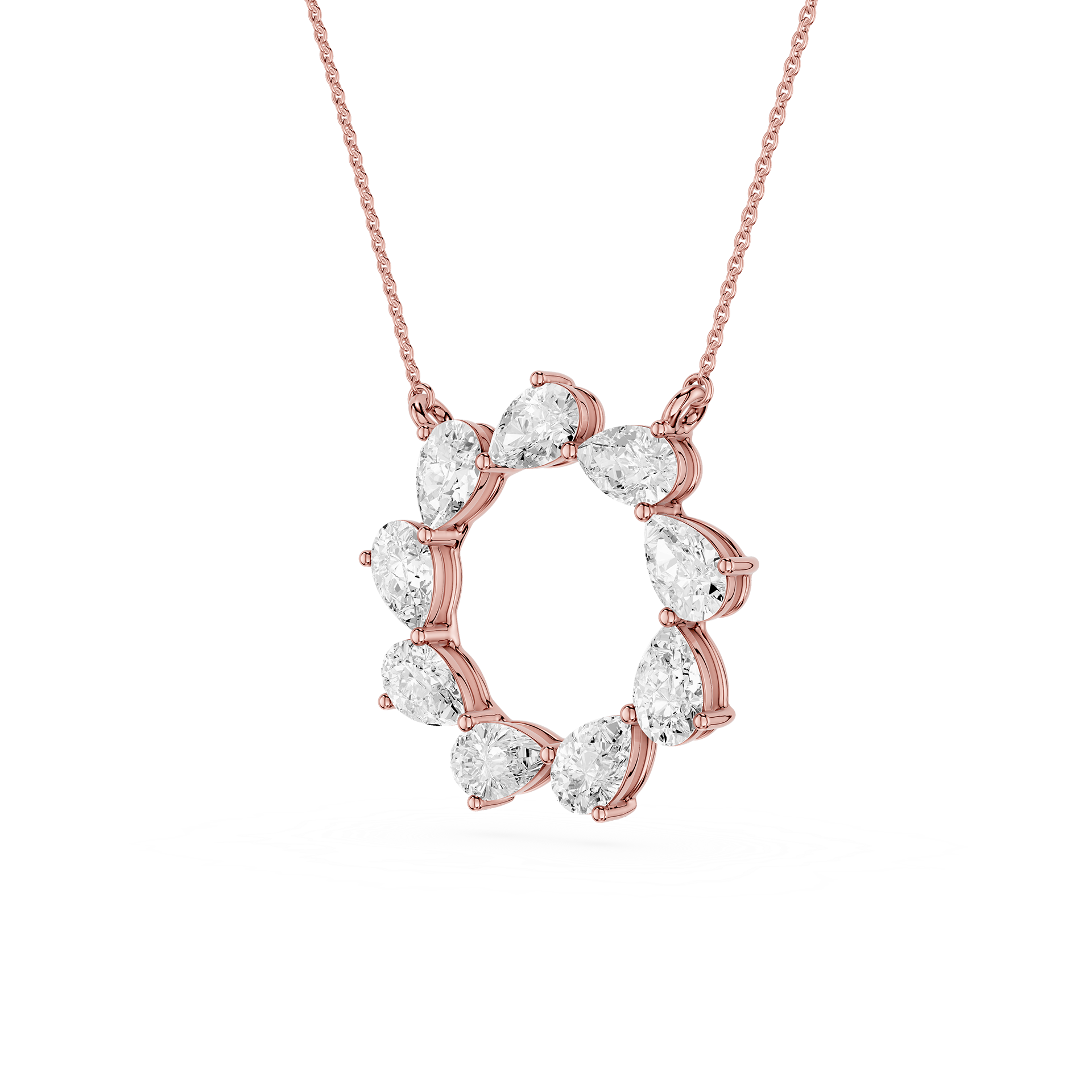 Pear Lab Grown Diamond Open Circle Pendant Necklace