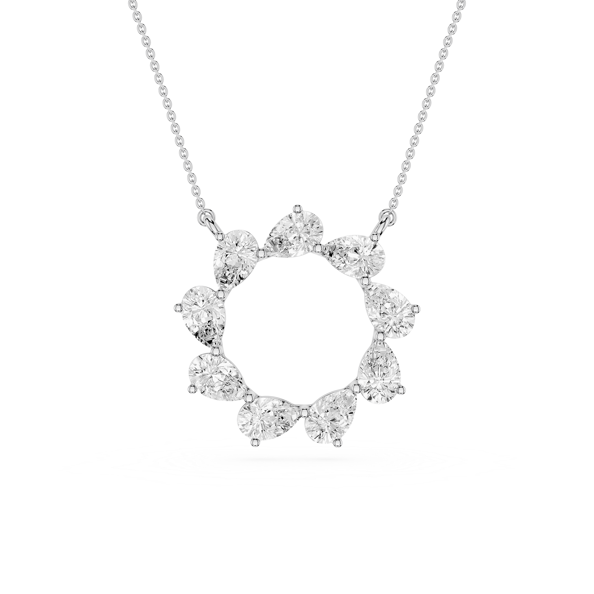 Pear Lab Grown Diamond Open Circle Pendant Necklace