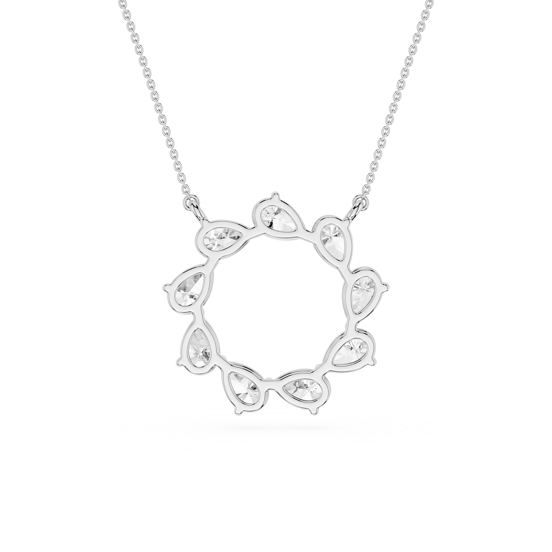 Pear Lab Grown Diamond Open Circle Pendant Necklace
