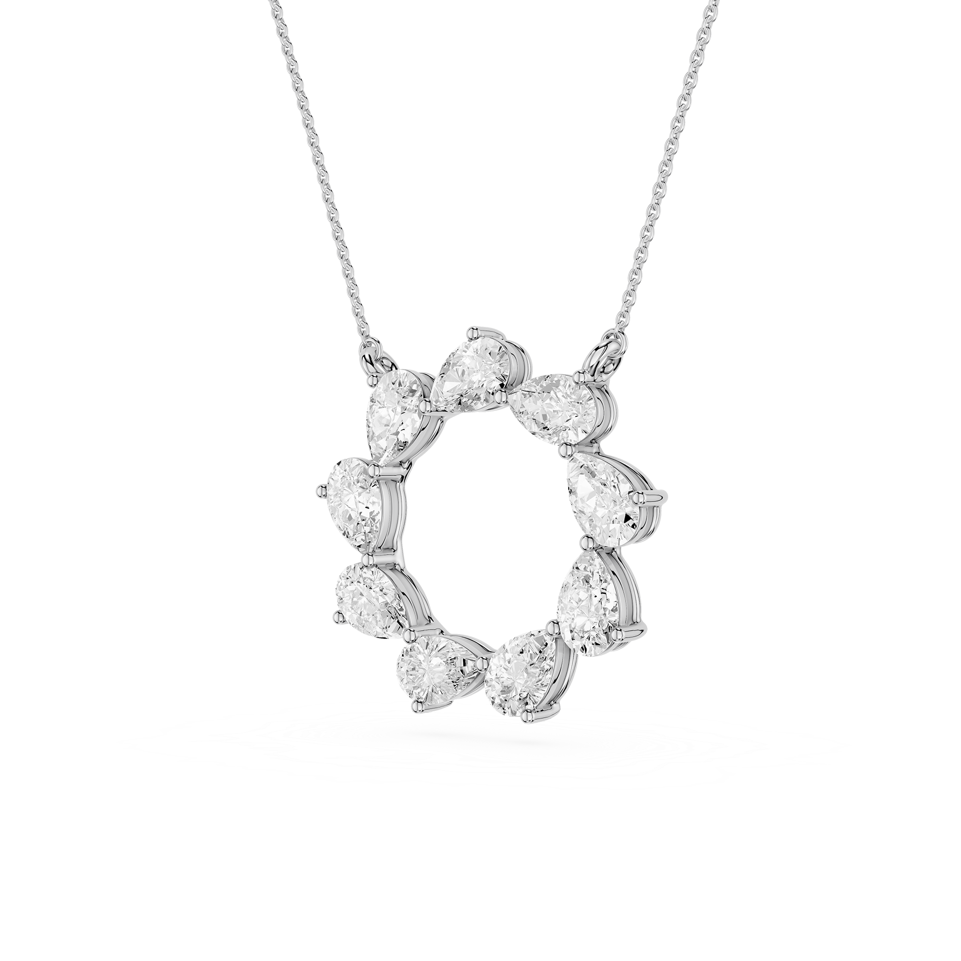 Pear Lab Grown Diamond Open Circle Pendant Necklace