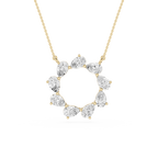 Diamond necklace with a gold chain on a white background