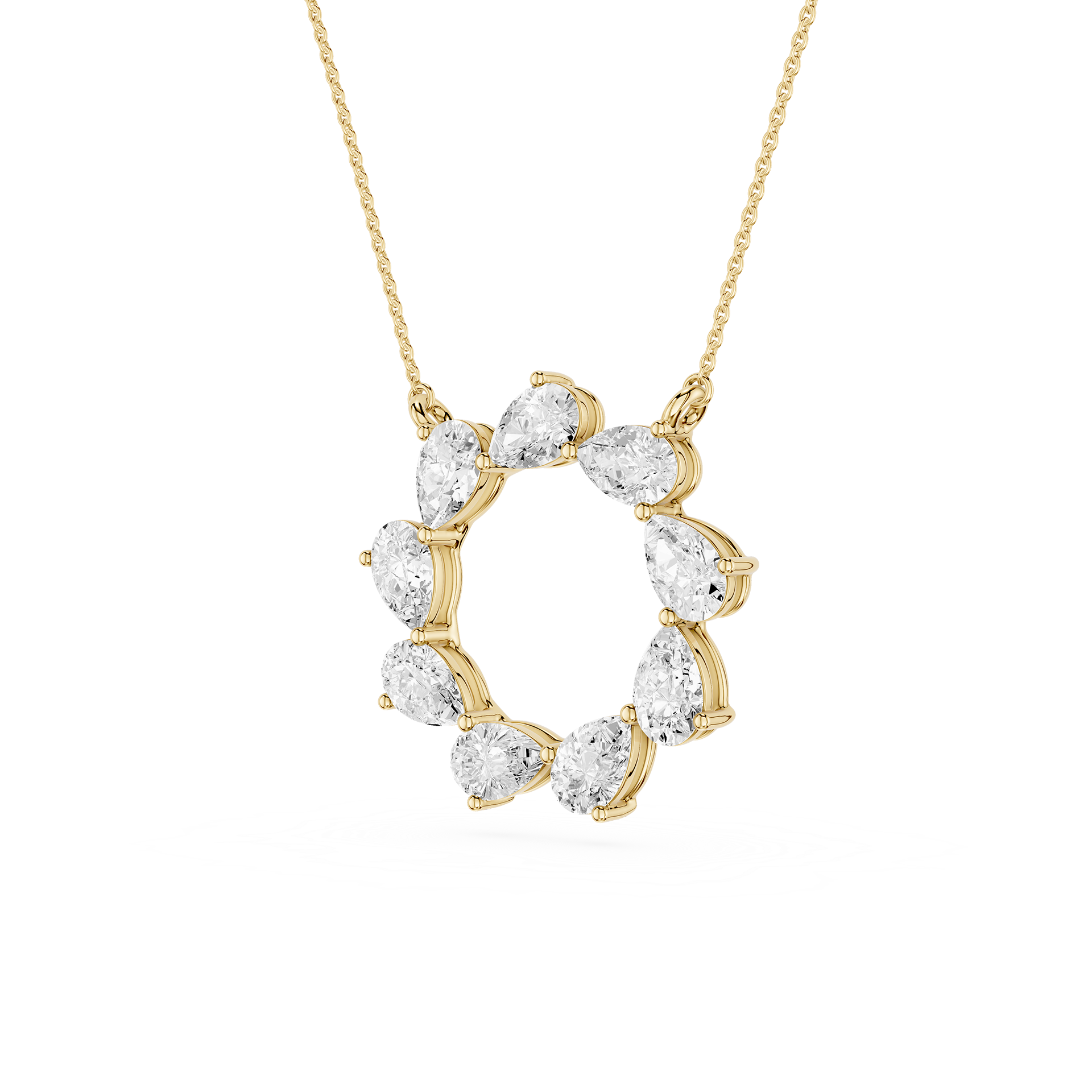 Pear Lab Grown Diamond Open Circle Pendant Necklace