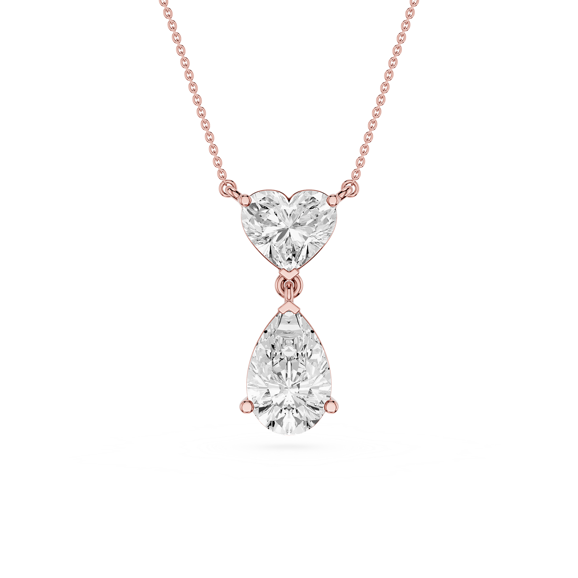 Heart And Pear Lab Grown Diamond Drop Pendant Necklace