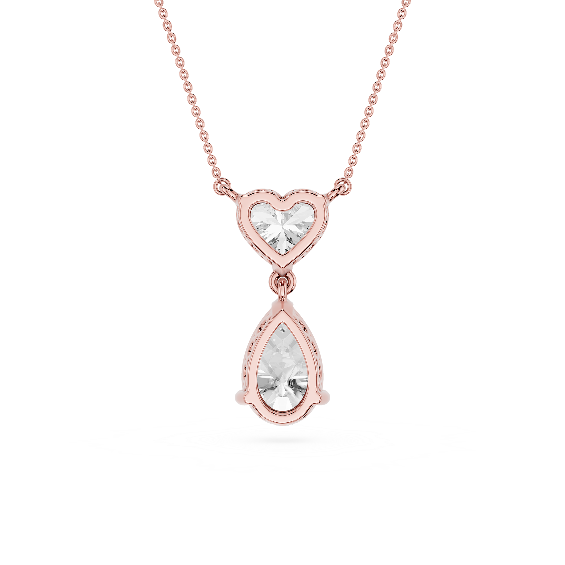 Heart And Pear Lab Grown Diamond Drop Pendant Necklace