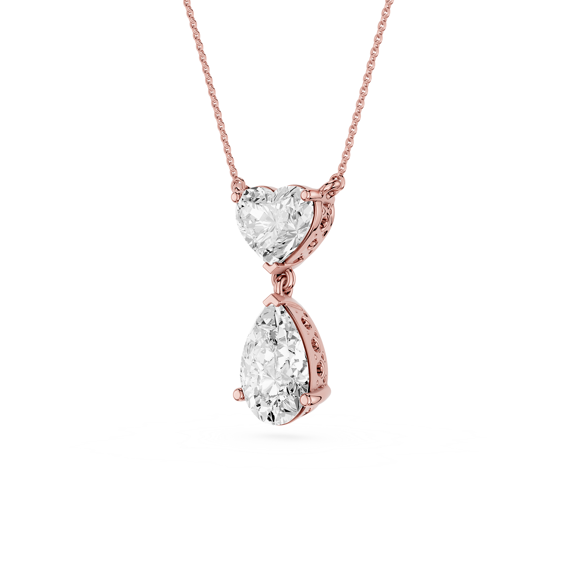 Heart And Pear Lab Grown Diamond Drop Pendant Necklace