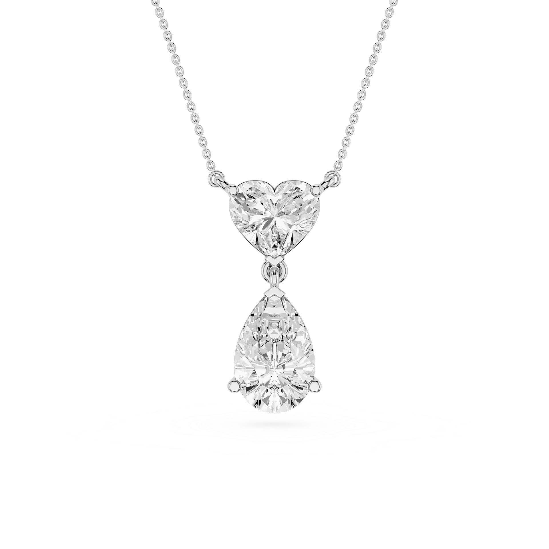 Heart And Pear Lab Grown Diamond Drop Pendant Necklace