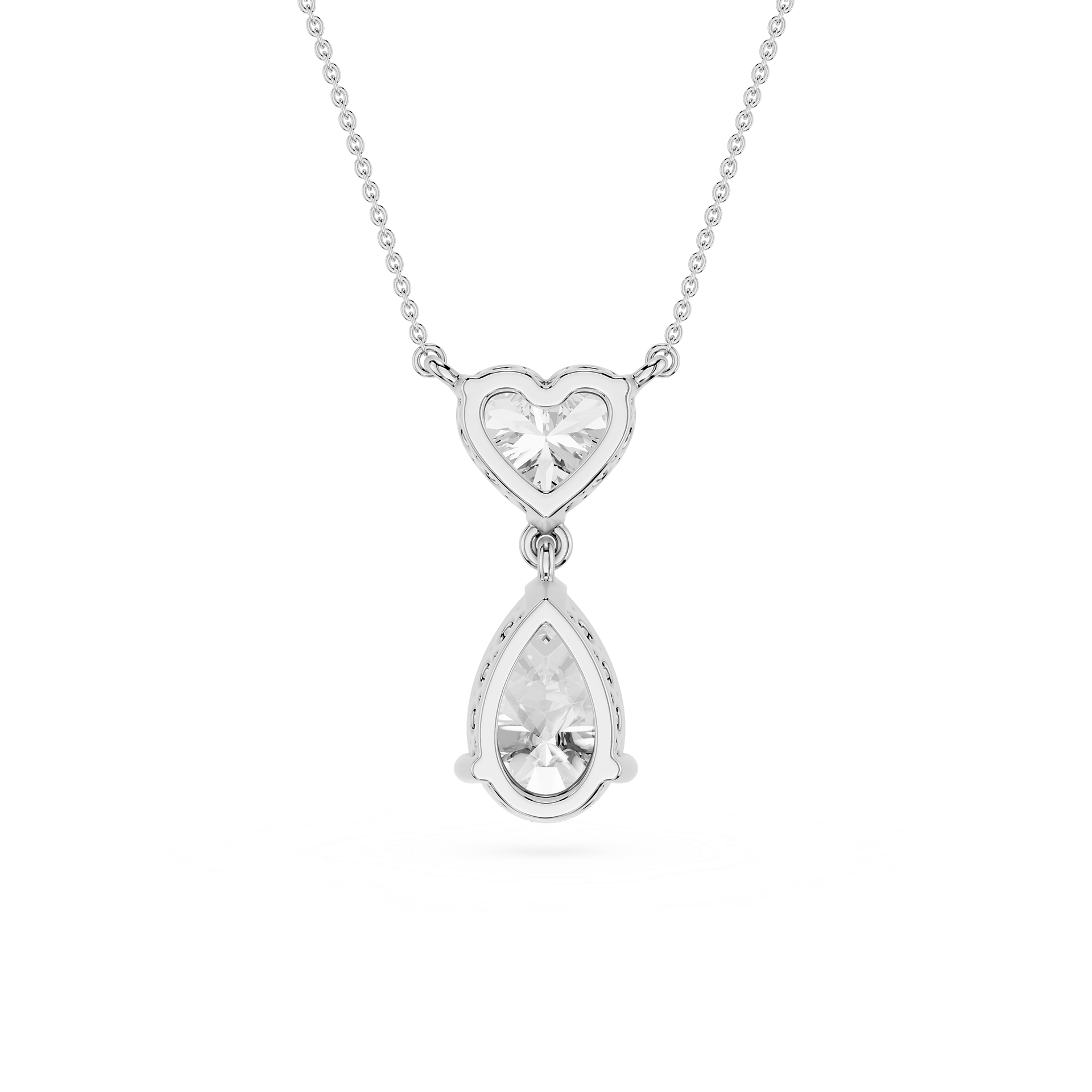 Heart And Pear Lab Grown Diamond Drop Pendant Necklace