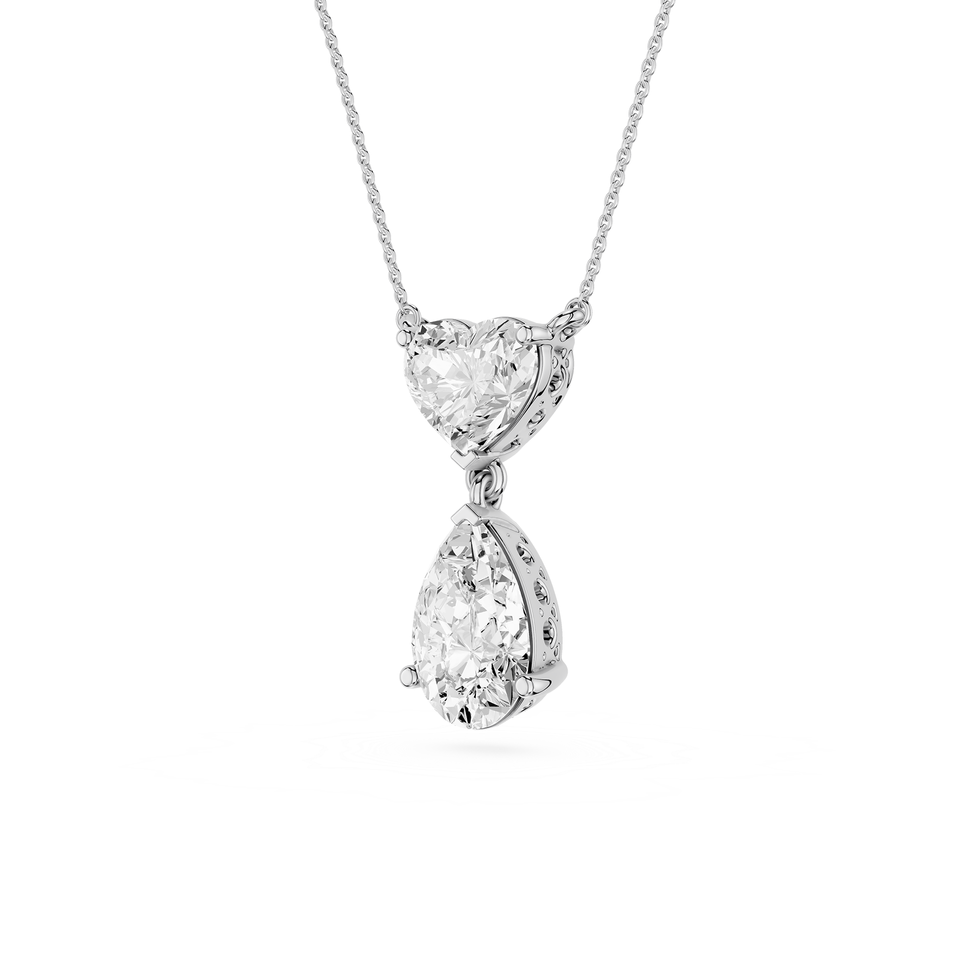 Heart And Pear Lab Grown Diamond Drop Pendant Necklace