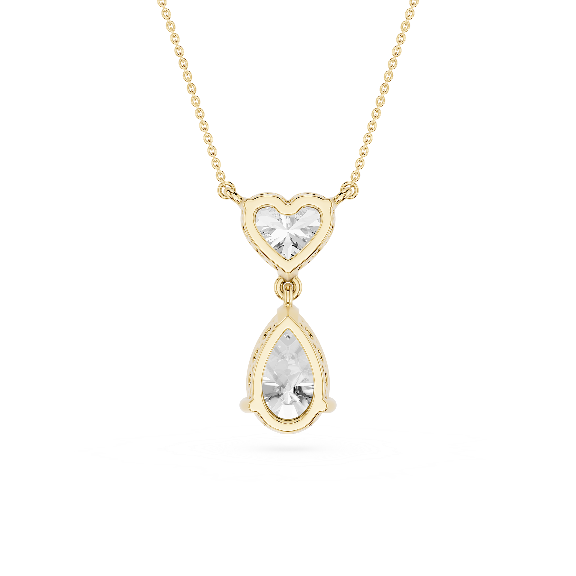 Heart And Pear Lab Grown Diamond Drop Pendant Necklace