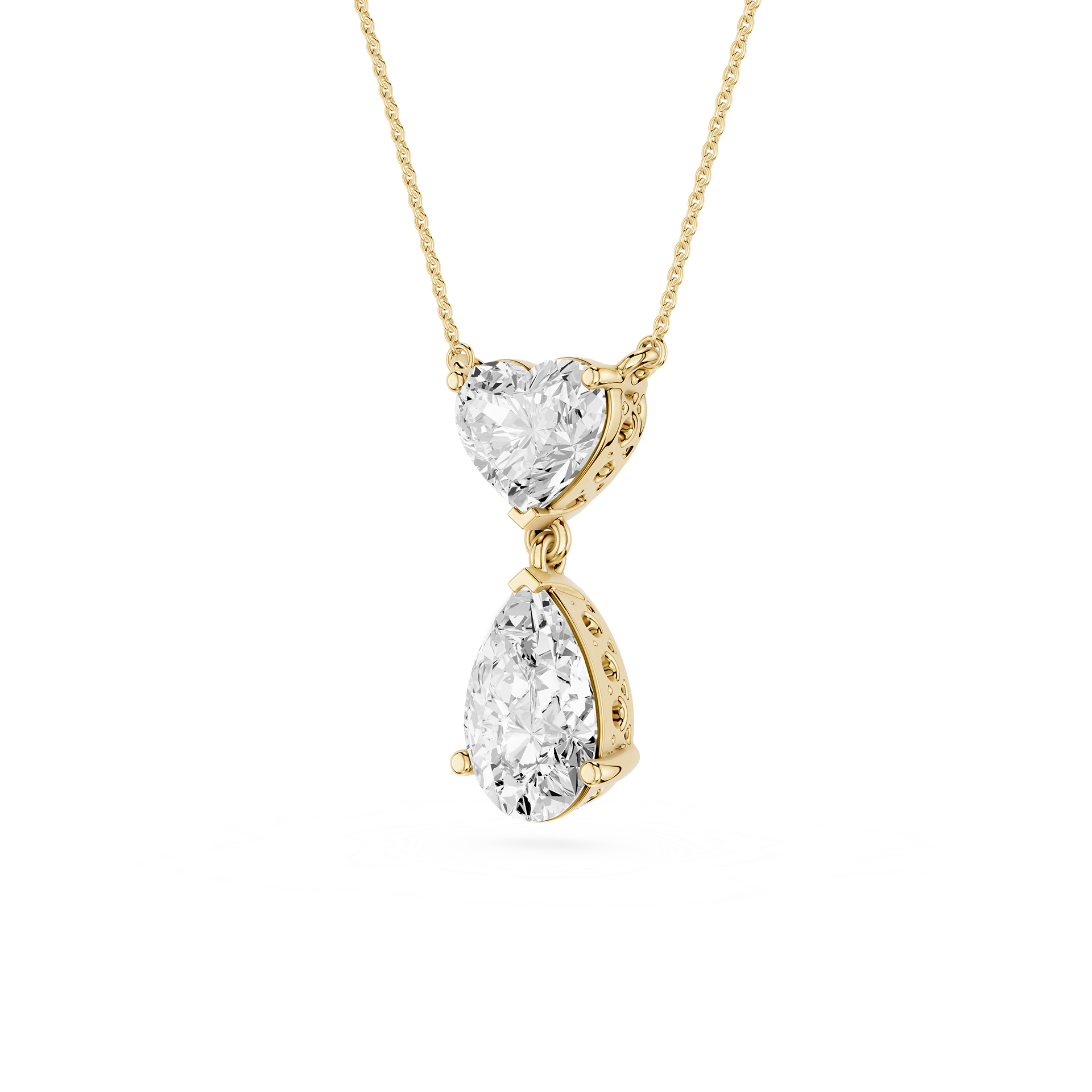 Heart And Pear Lab Grown Diamond Drop Pendant Necklace