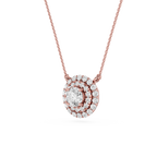 Round Lab Grown Diamond Double Halo Pendant Necklace