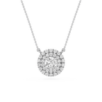 Round Lab Grown Diamond Double Halo Pendant Necklace