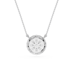 Round Lab Grown Diamond Double Halo Pendant Necklace