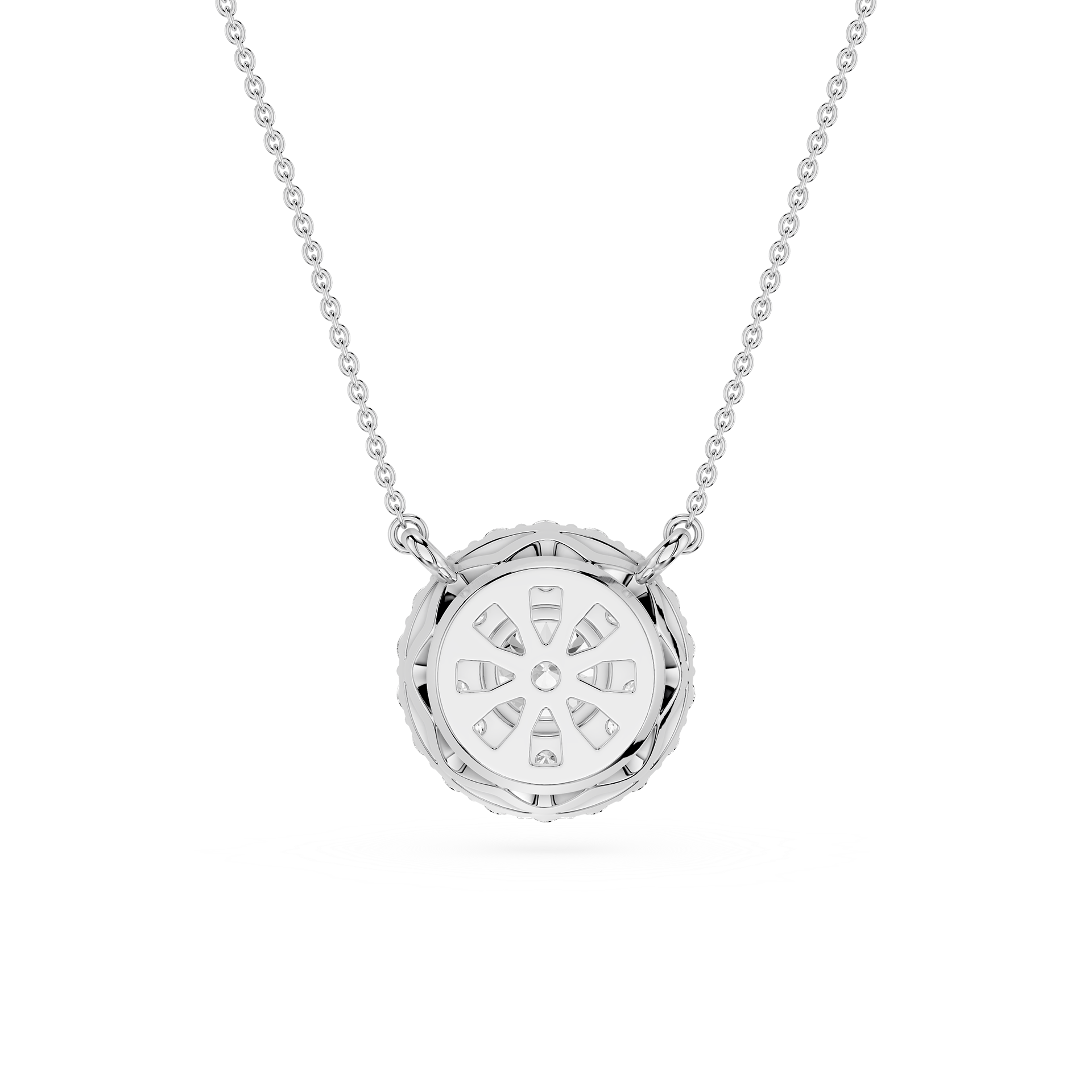 Round Lab Grown Diamond Double Halo Pendant Necklace