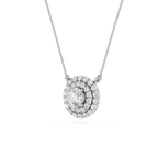 Round Lab Grown Diamond Double Halo Pendant Necklace