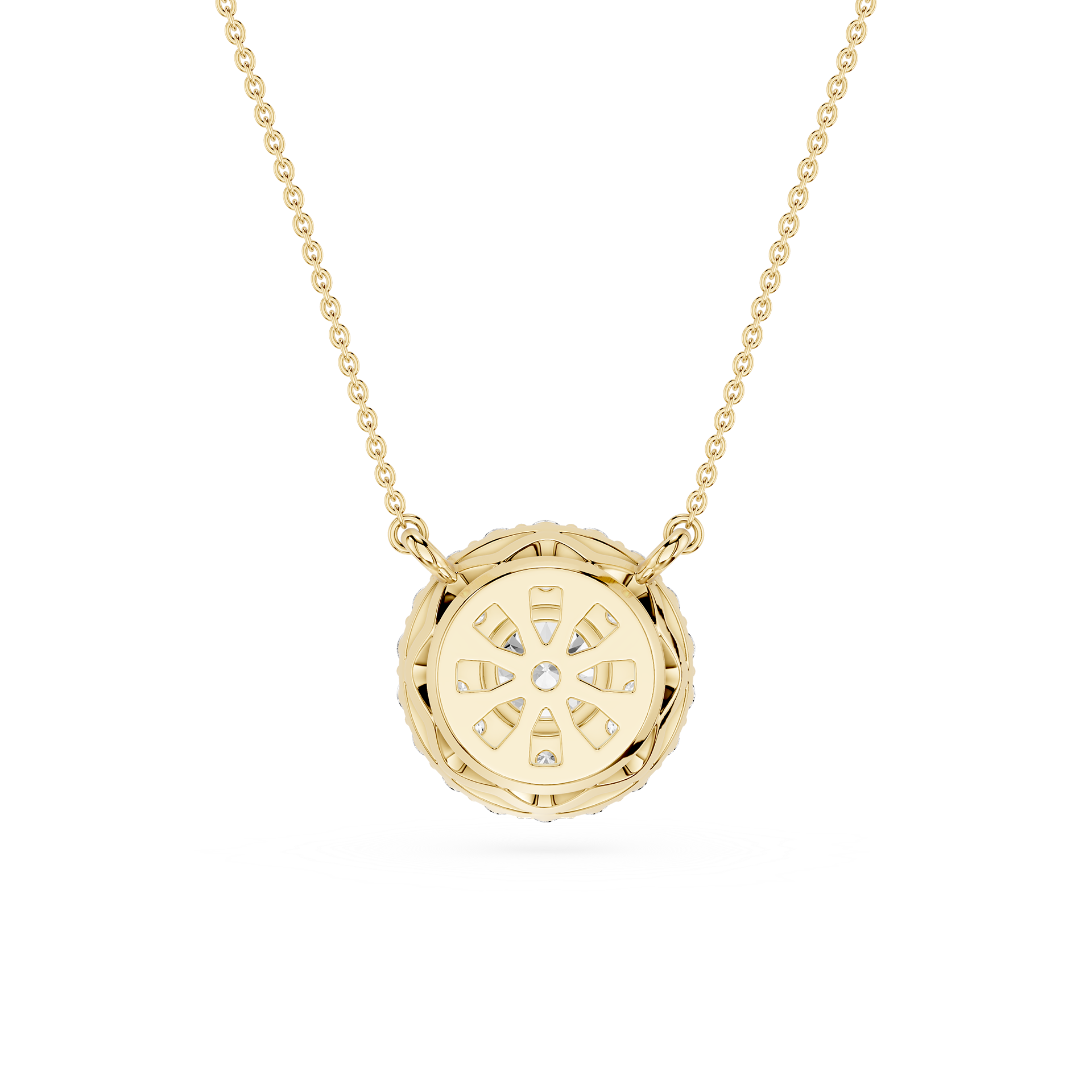 Round Lab Grown Diamond Double Halo Pendant Necklace