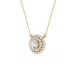 Round Lab Grown Diamond Double Halo Pendant Necklace
