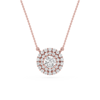Round Lab Grown Diamond Double Halo Pendant Necklace