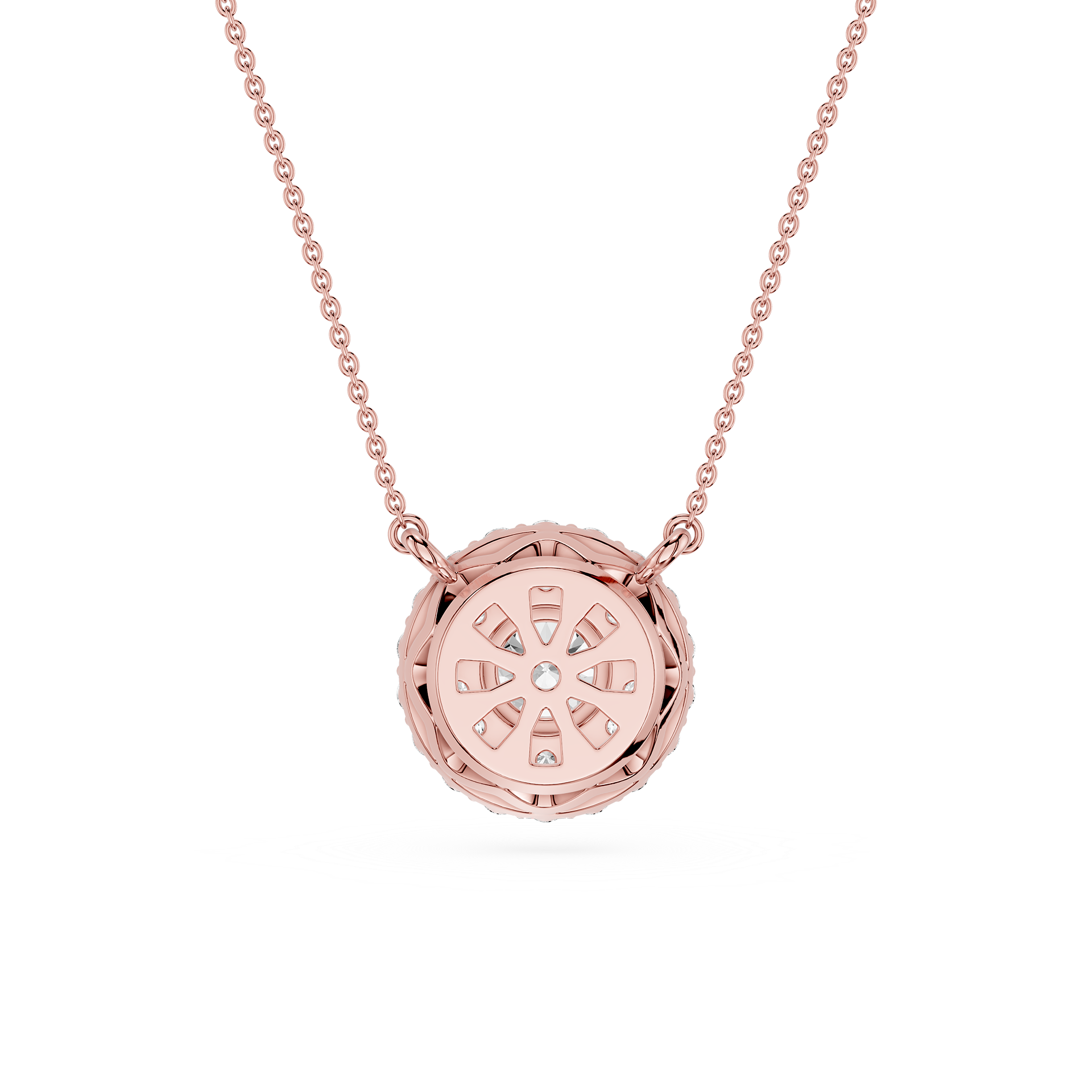 Round Lab Grown Diamond Double Halo Pendant Necklace