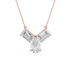 Emerald And Pear Lab Grown Diamond Pendant Necklace