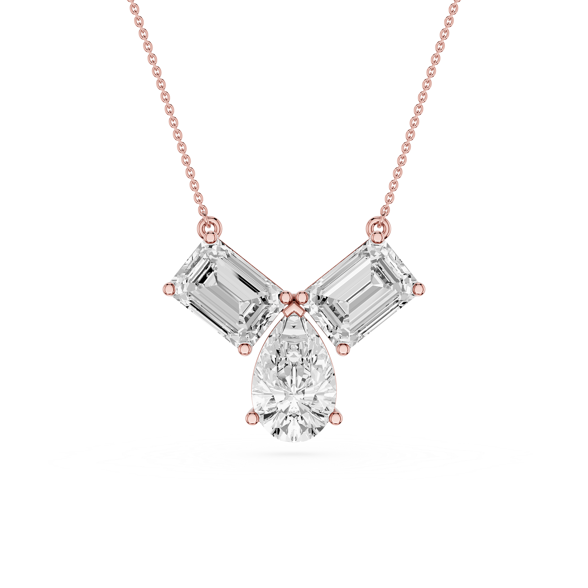 Emerald And Pear Lab Grown Diamond Pendant Necklace